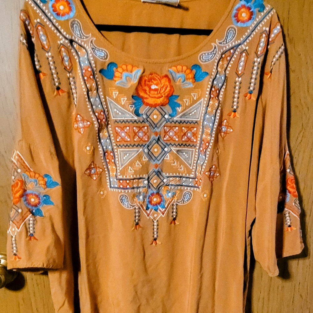 Savanna Jane Orange Embellished 3/4 Sleeve Blouse